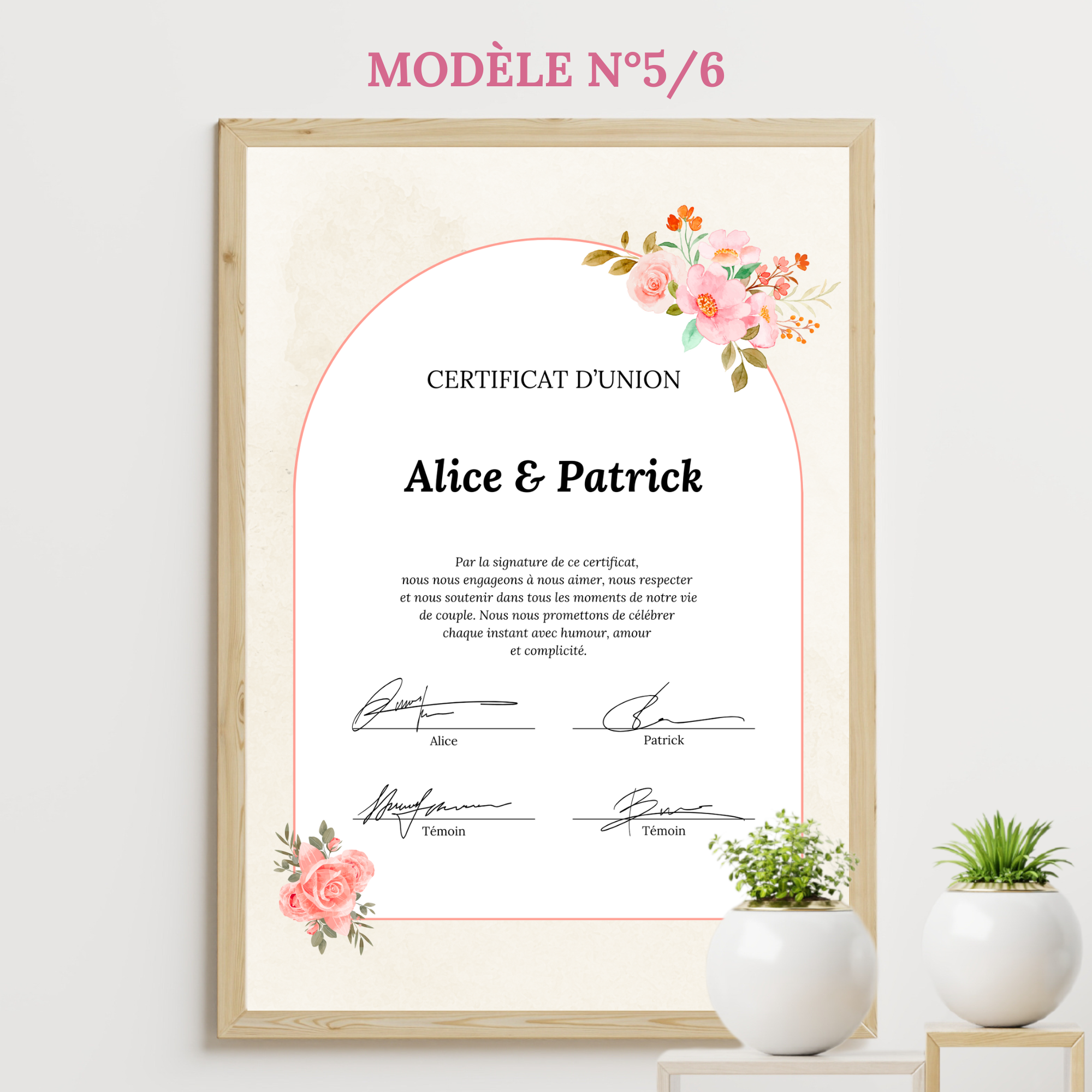 Certificat union laïque sur mesure