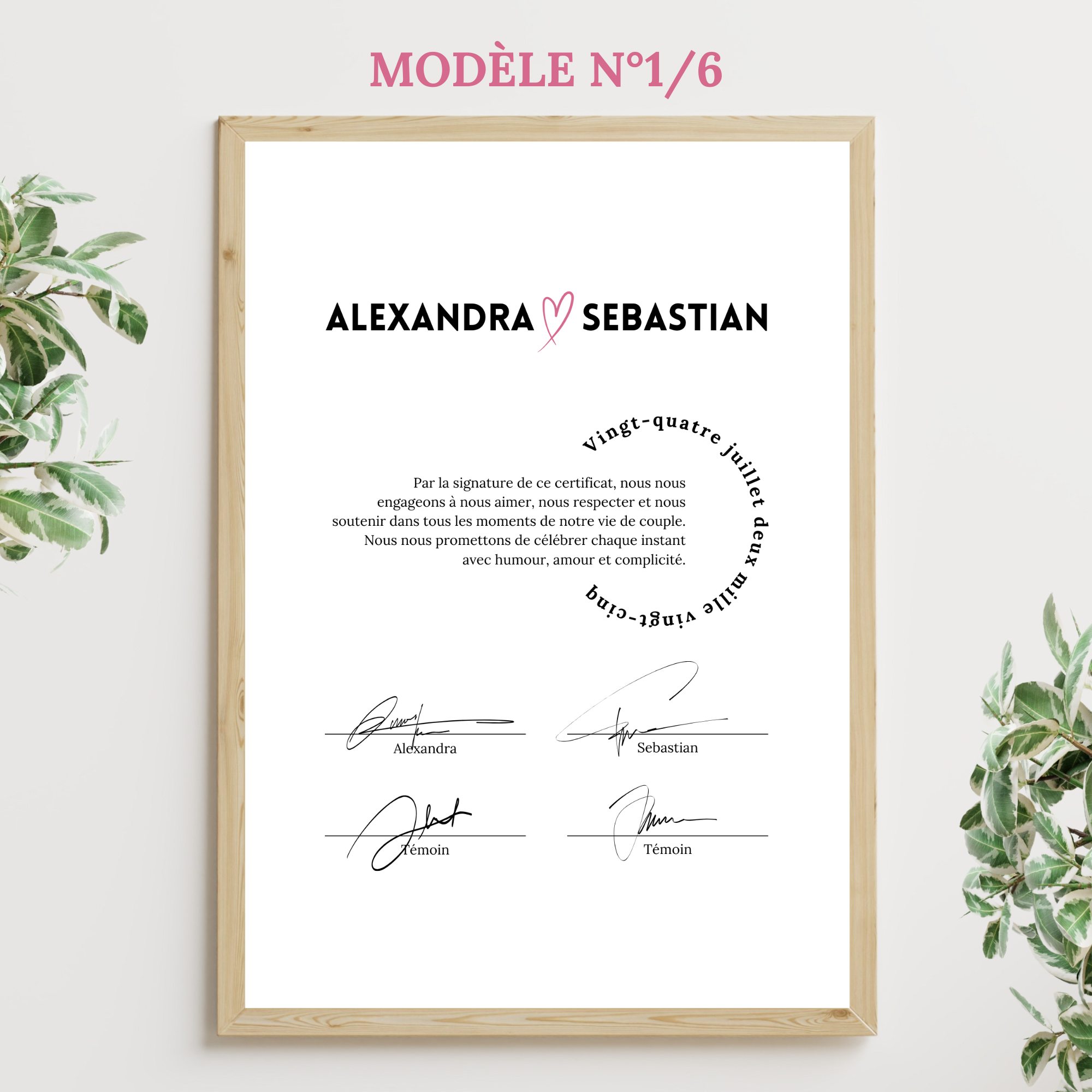 Certificat de mariage personnalisable