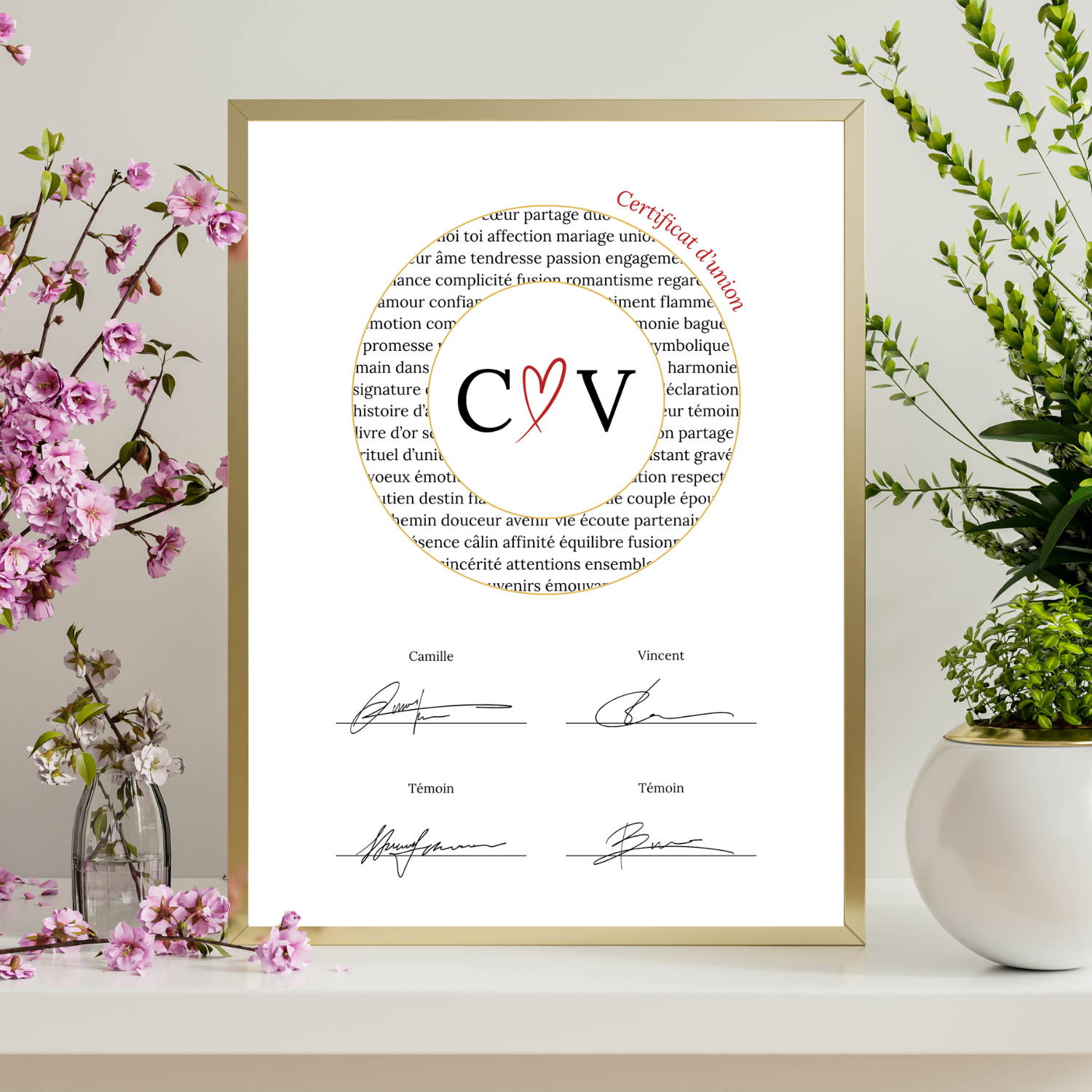 Certificat de mariage digital à personnaliser