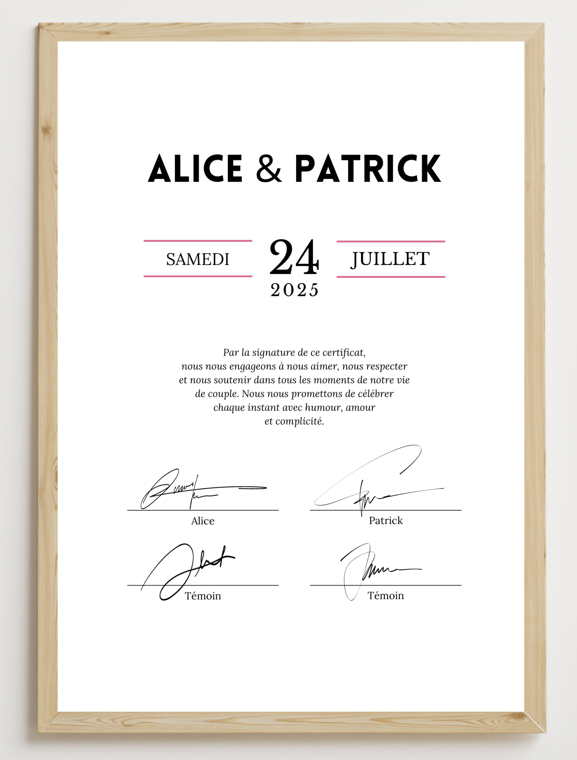 Modèle de certificat de mariage facile à modifier