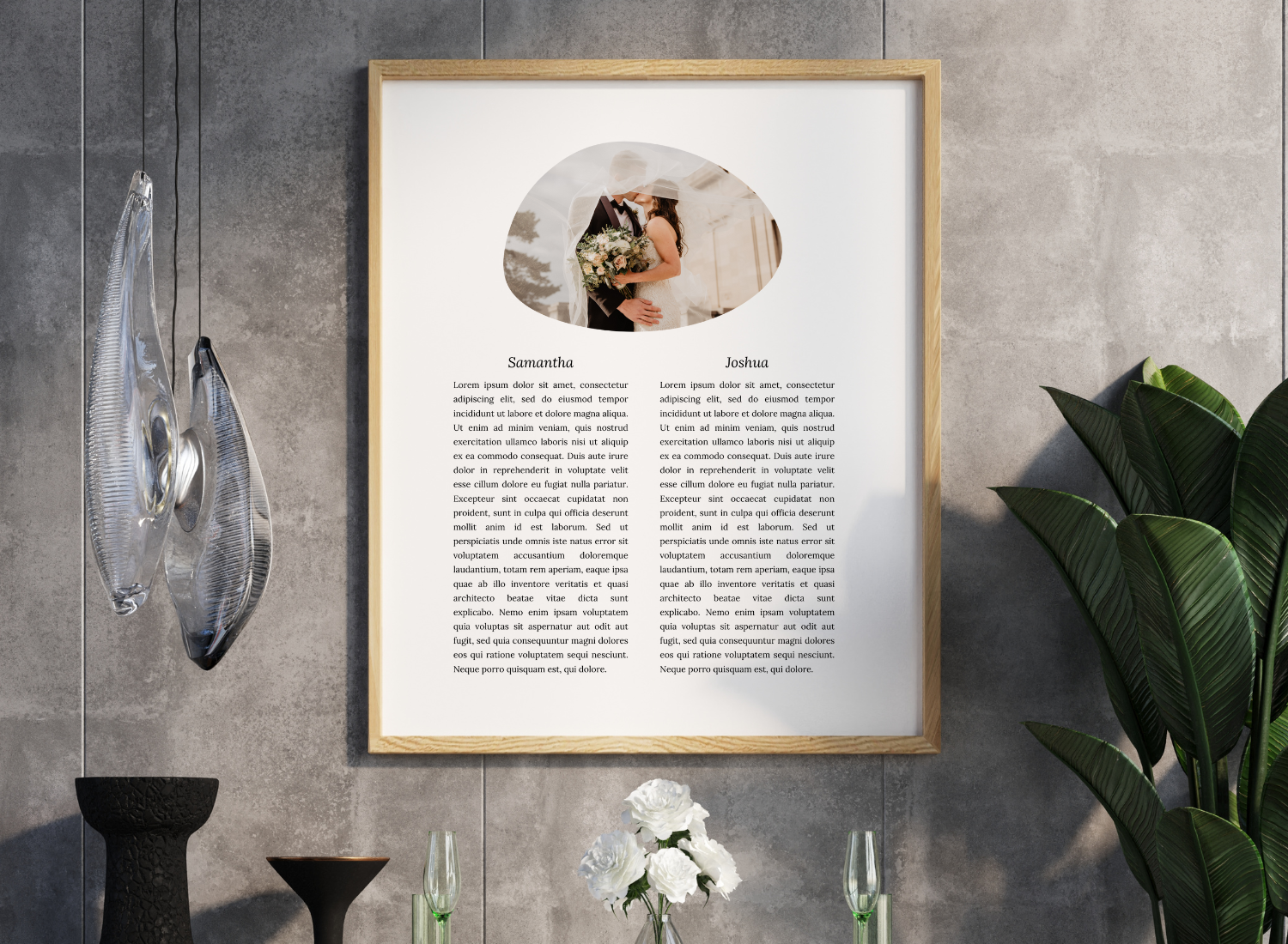 Affiche personnalisée avec vœux de mariage