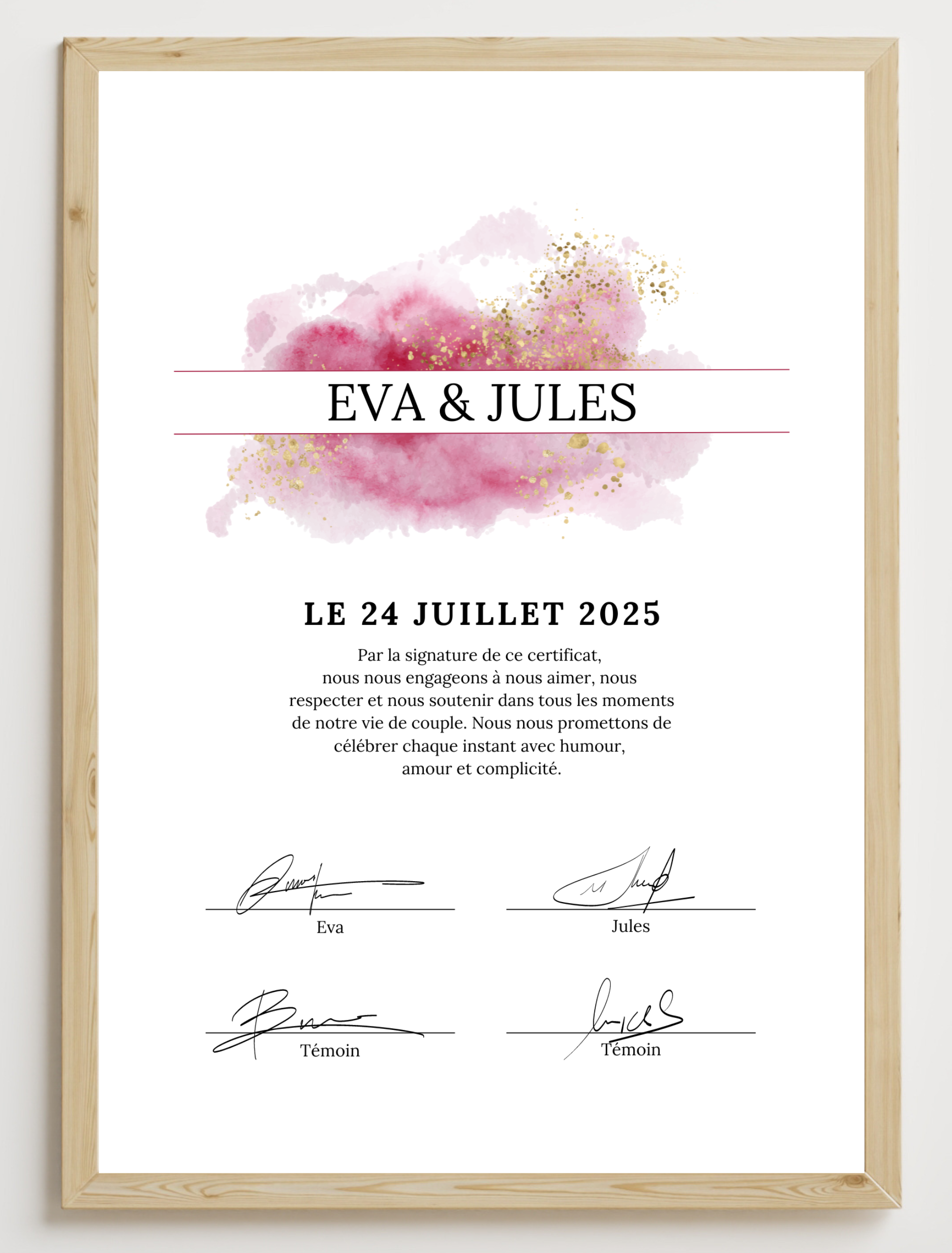 Certificat de mariage DIY