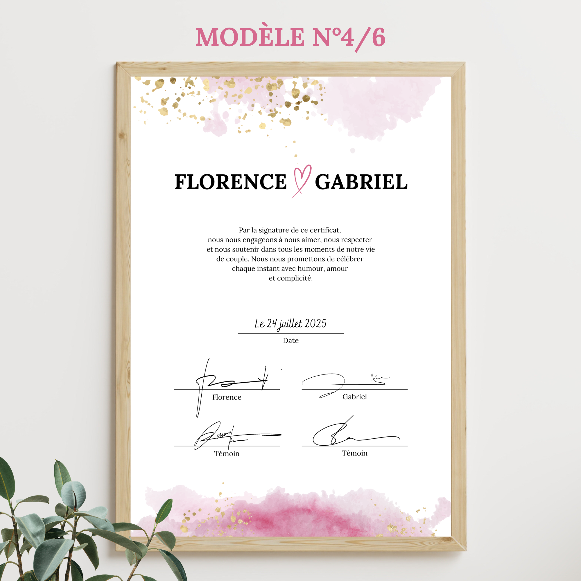 Idées de certificat pour mariage symbolique