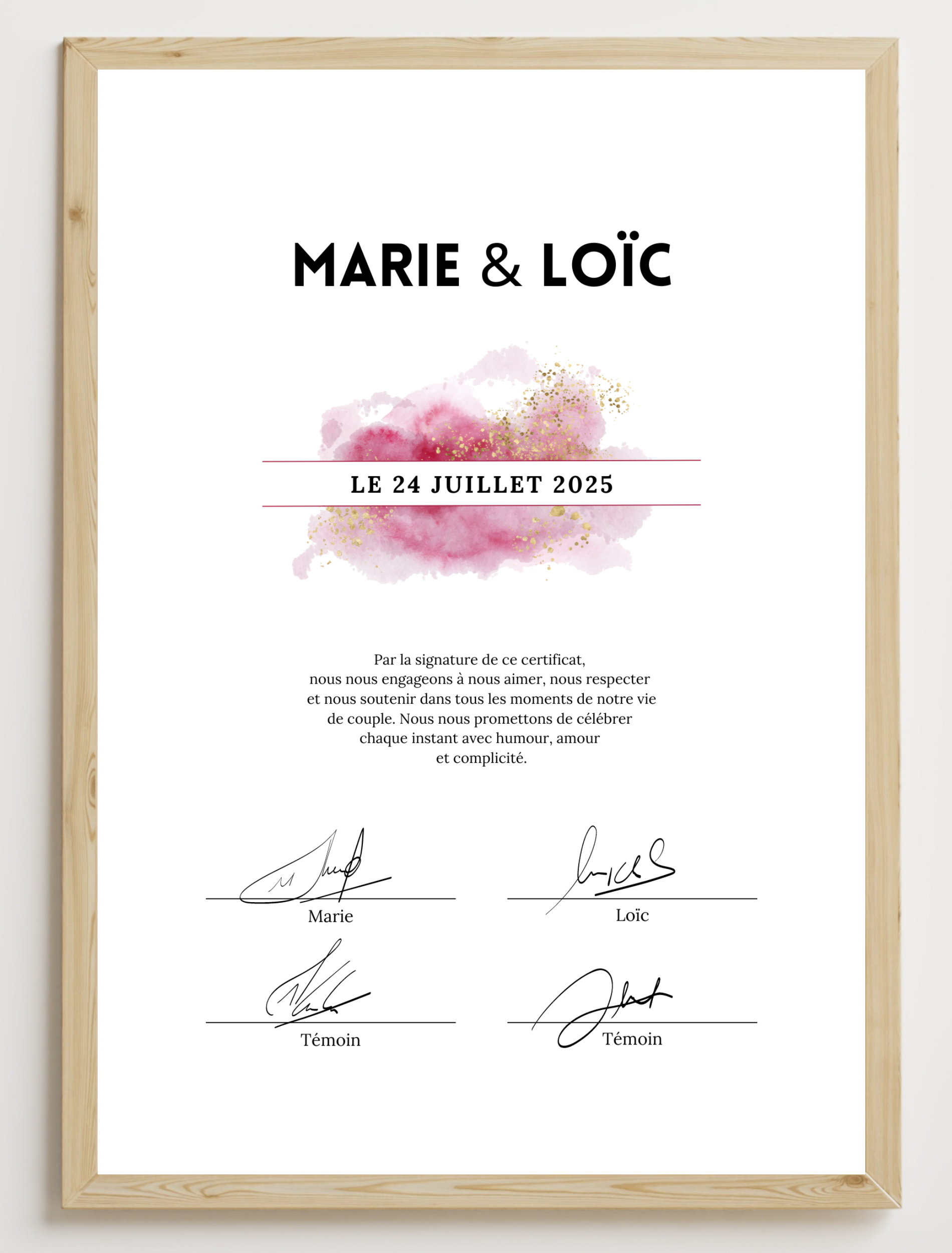 Certificat de mariage à personnaliser