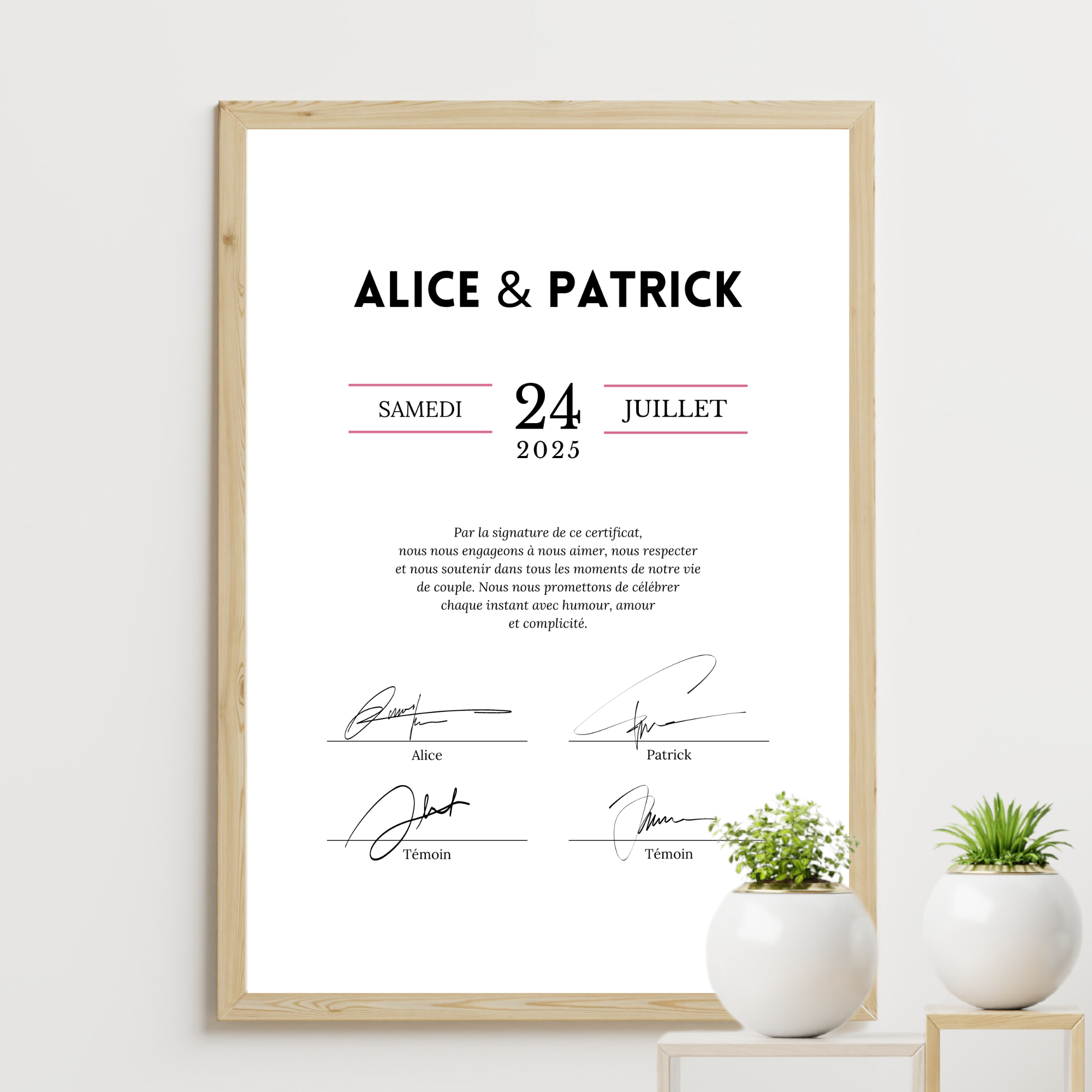 Modèle de certificat de mariage facile à modifier