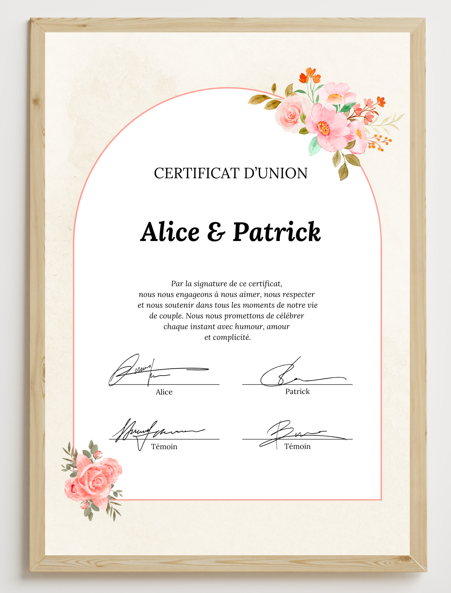 Modèle de certificat de mariage facile à modifier