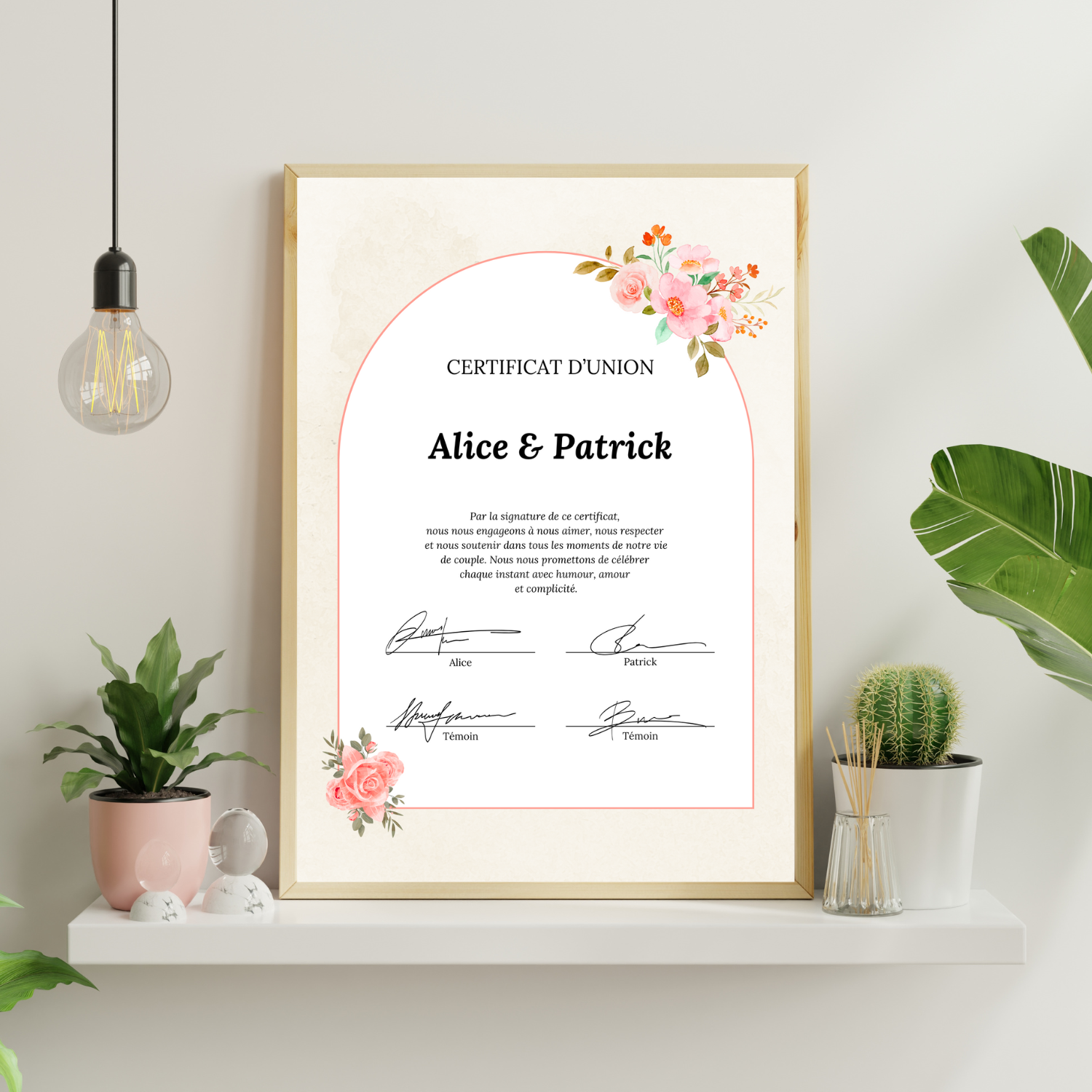 Modèle de certificat de mariage customisable