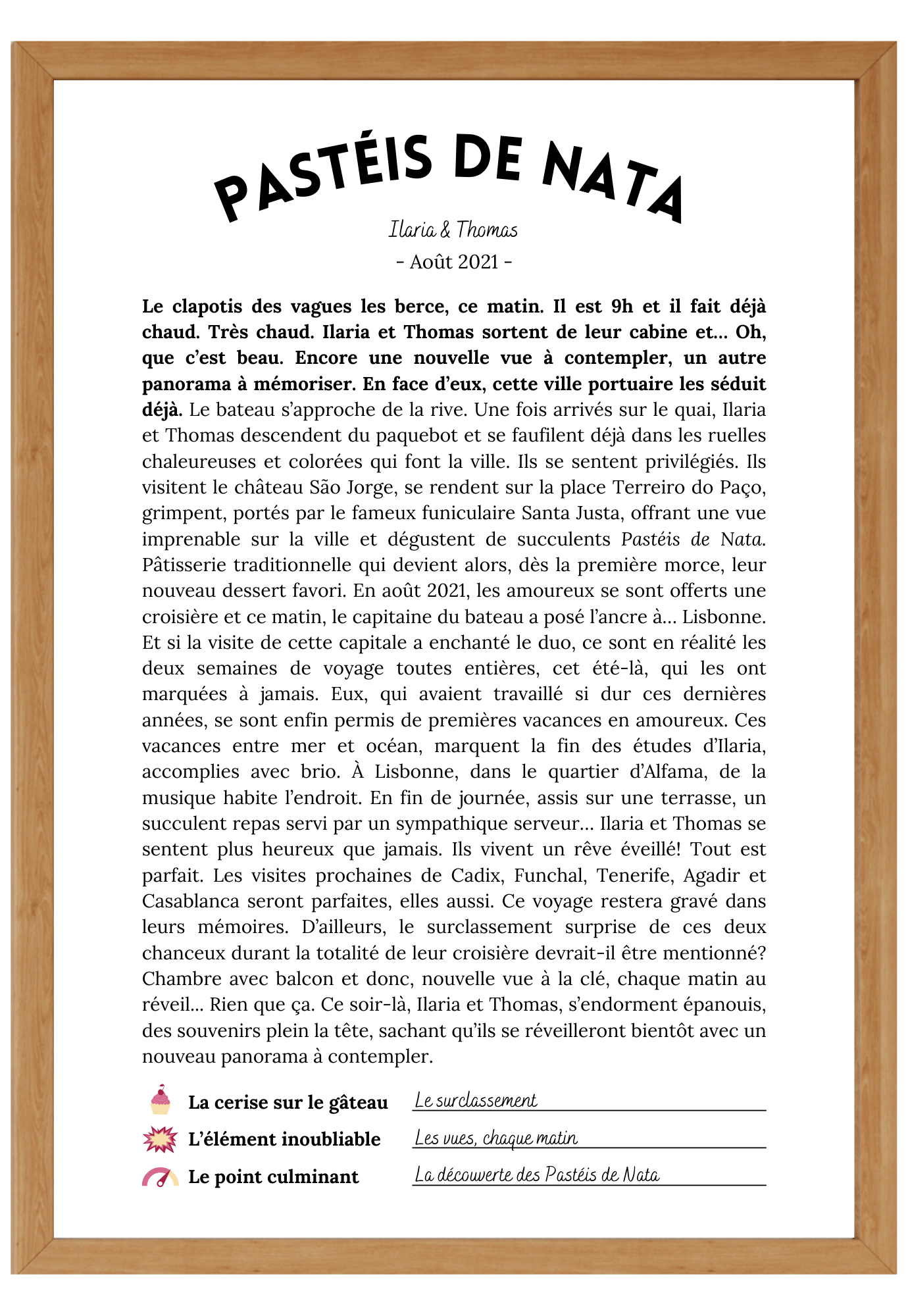 Histoire d'amour personnalisée