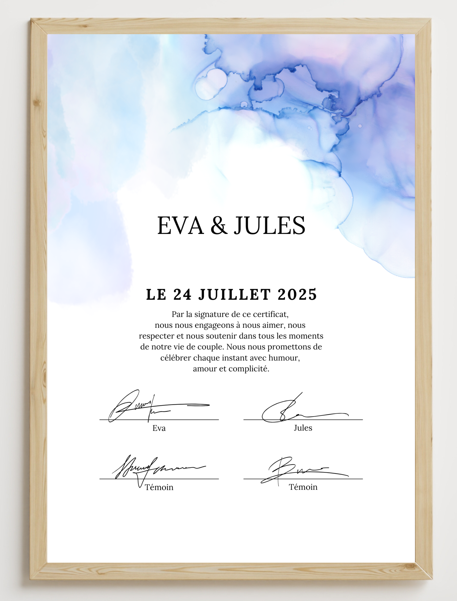 Certificat de mariage DIY