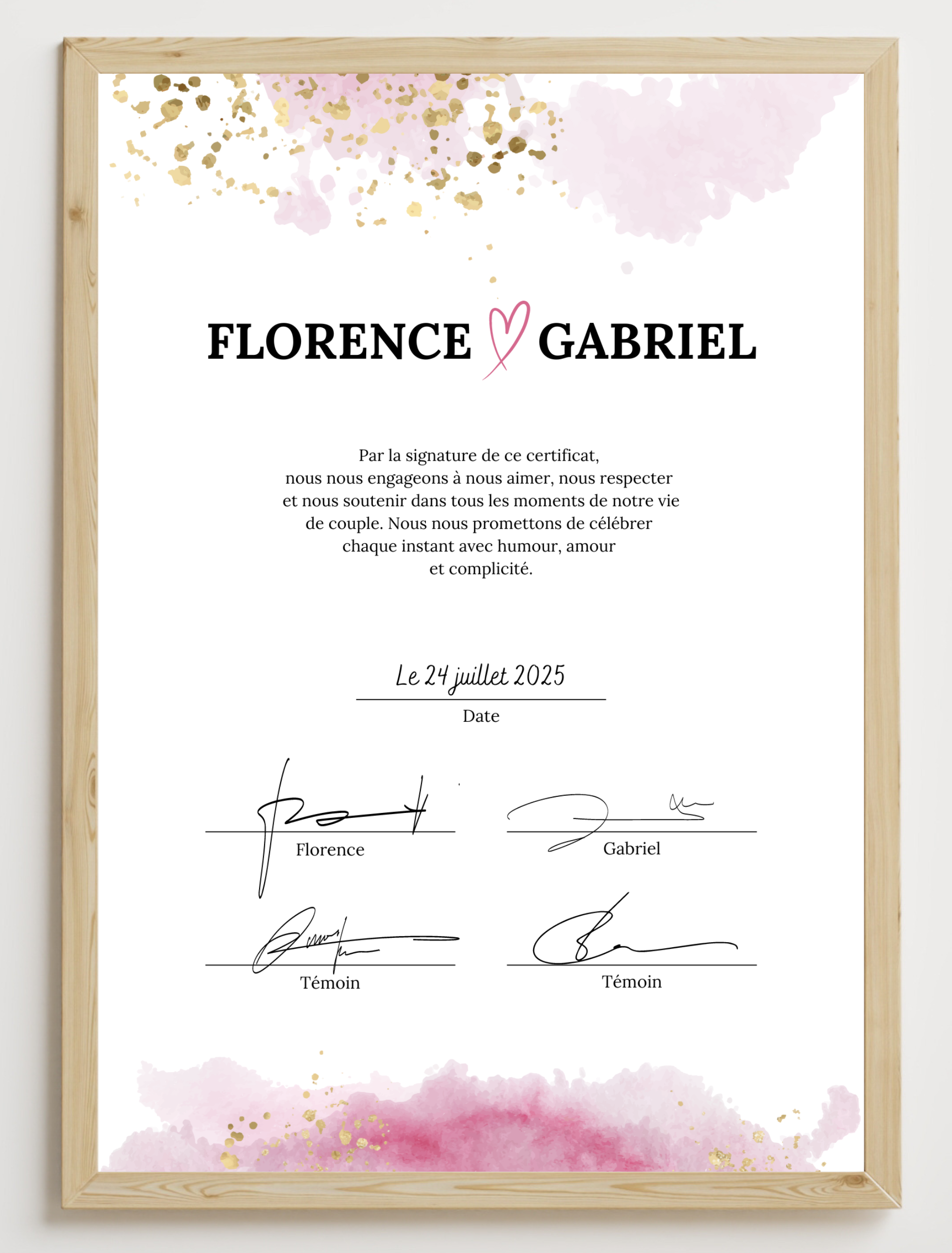 Idées de certificat pour mariage symbolique