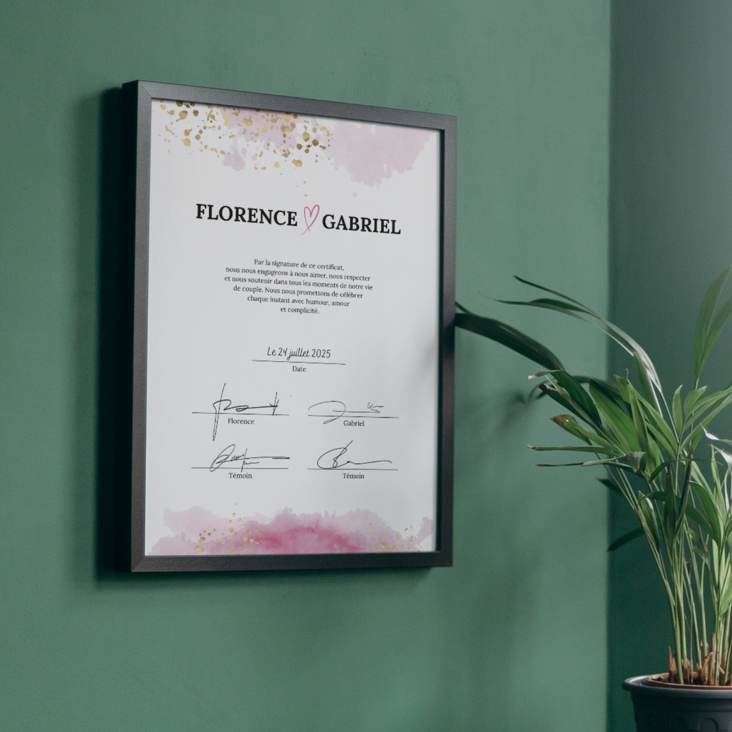 Certificat de mariage unique et personnalisé