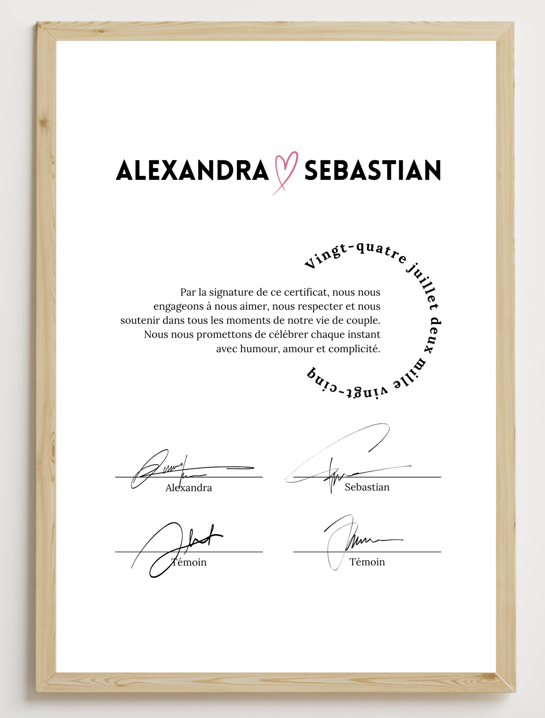 Certificat de mariage à personnaliser