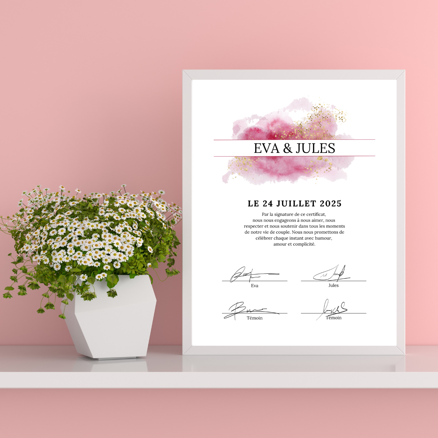 Certificat de mariage digital à personnaliser