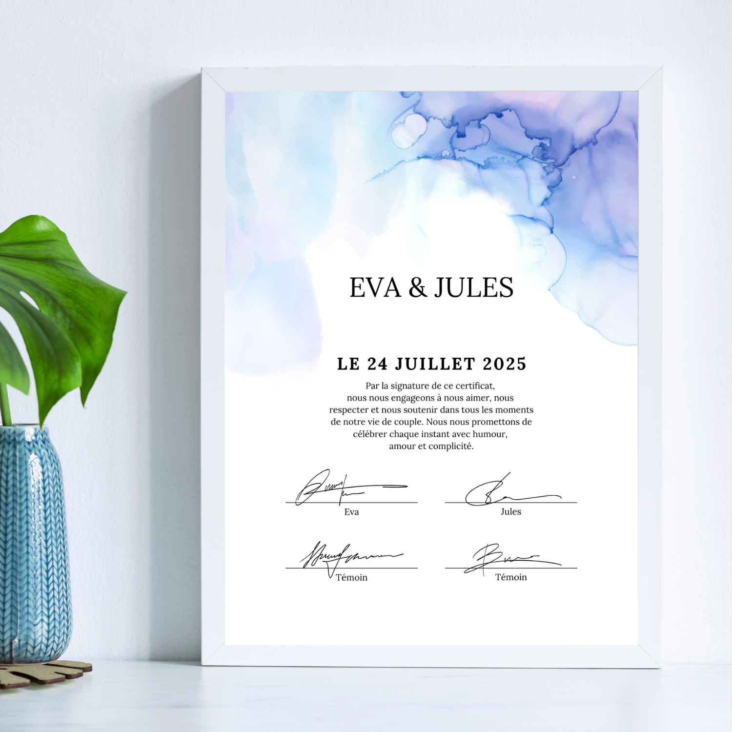 Certificat de mariage digital à personnaliser